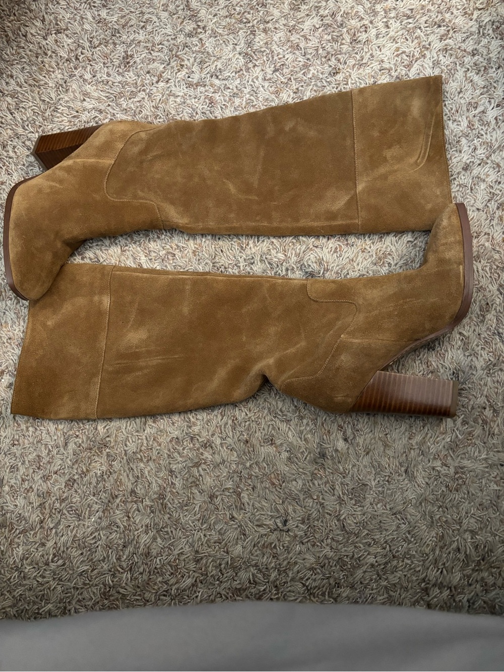 Marc Fisher Tan Suede Over-the-Knee Block Heel Boots